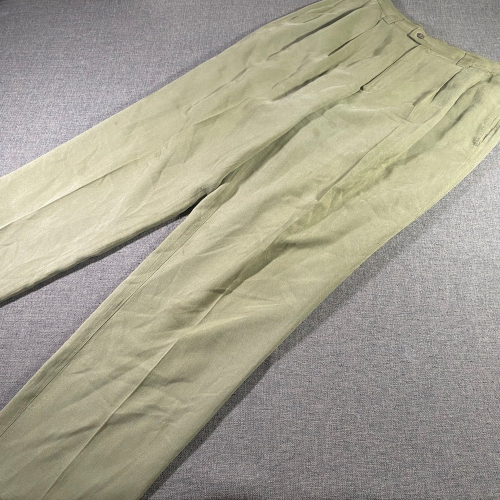 Tommy Bahama Silk Herringbone Olive Green Dress Pants Womens Size‎ 14